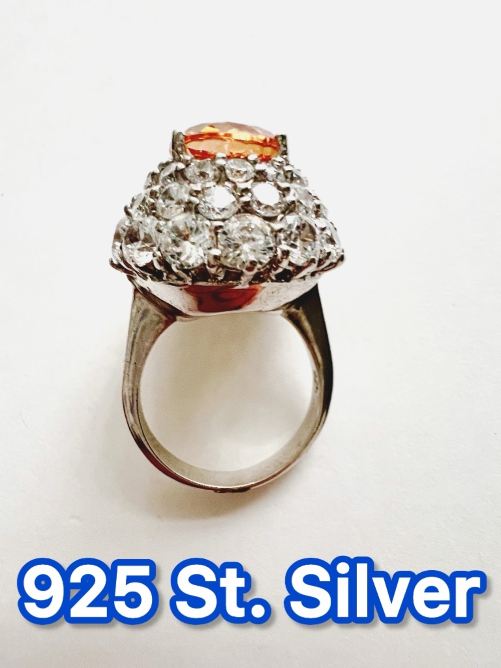 NWT NATURAL 4.5 CT YELLOW CITRINE & CZ 925 STERLING SILVER RING